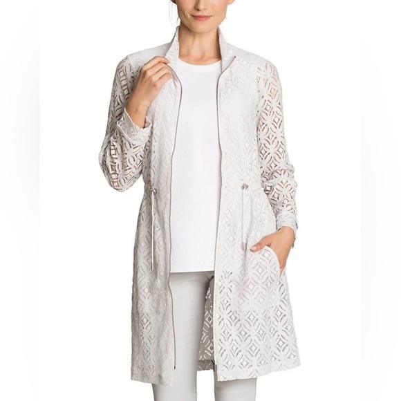 NIC+ZOE Jackets & Blazers - NIC+ZOE White Lace Trench Anorack Jacket size medium